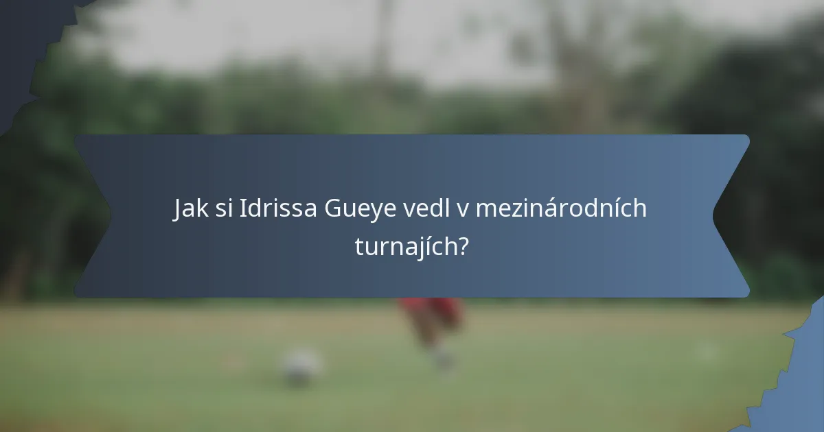 Jak si Idrissa Gueye vedl v mezinárodních turnajích?